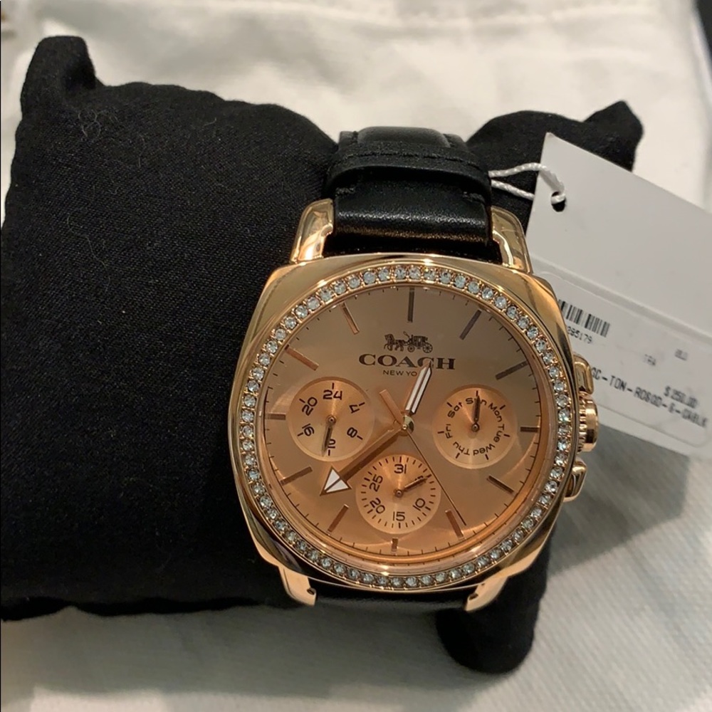 Coach Rose Gold Leather Watch with tag